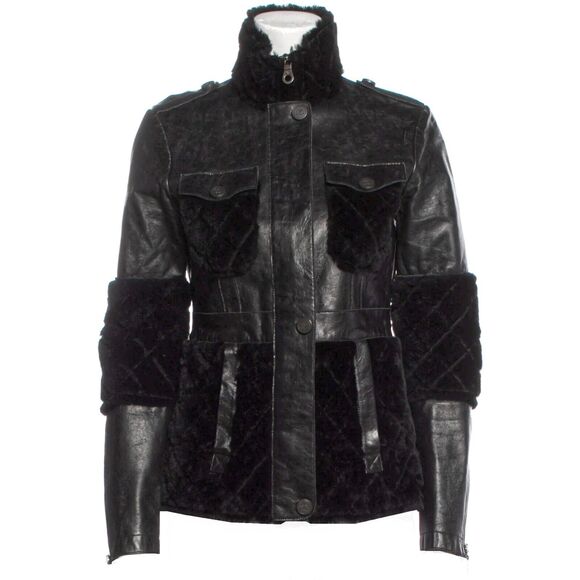 Chanel Fall 2010 Black Lamb Leather & Wool Quilted Military Jacket - Size US 2 - Picture 1 of 10